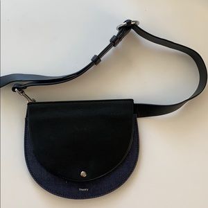 THEORY denim-trimmed shoulder bag